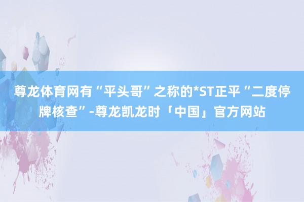 尊龙体育网有“平头哥”之称的*ST正平“二度停牌核查”-尊龙凯龙时「中国」官方网站