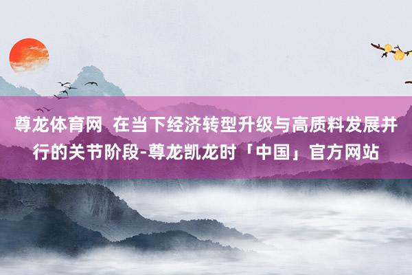 尊龙体育网 在当下经济转型升级与高质料发展并行的关节阶段-尊龙凯龙时「中国」官方网站